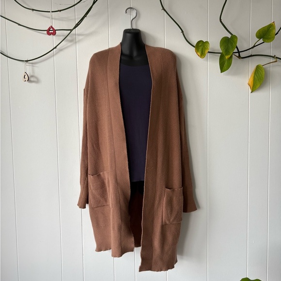 Belle by Belldini Brown Knit Cardigan with Hood | Large - Picture 1 of 5